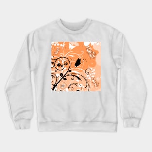 Floral Art Orange White Butterfly Crewneck Sweatshirt